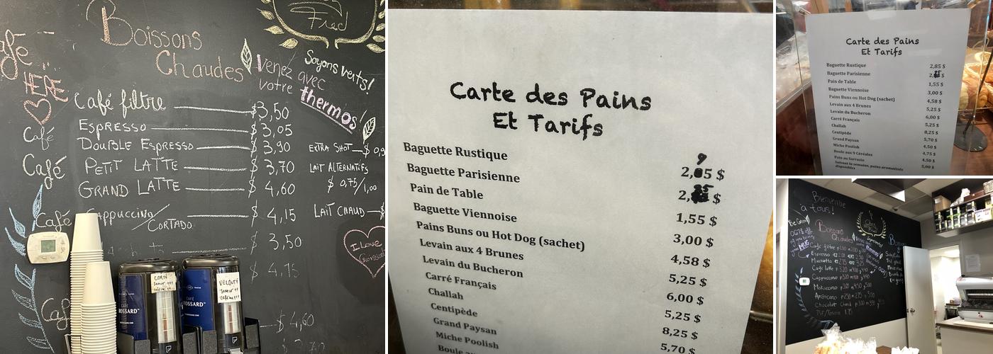 Boulangerie Chez Fred Menu