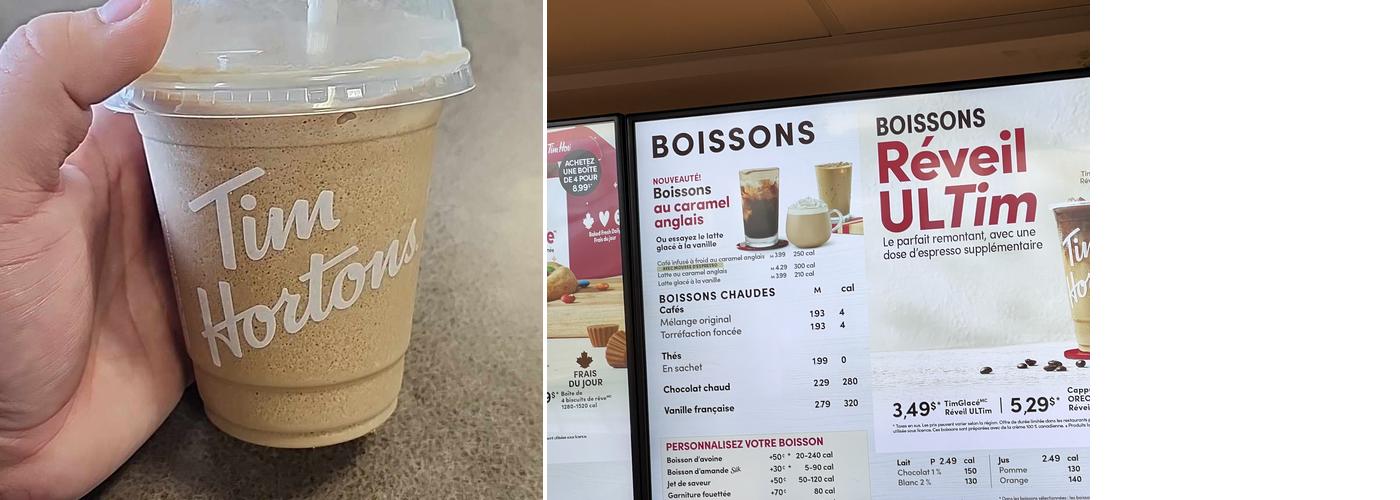 Tim Hortons Menu
