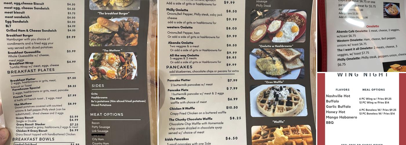 Abanda Cafe and Bake Shop Menu