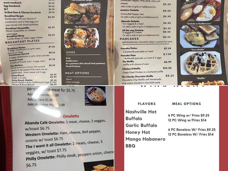 Abanda Cafe and Bake Shop Menu