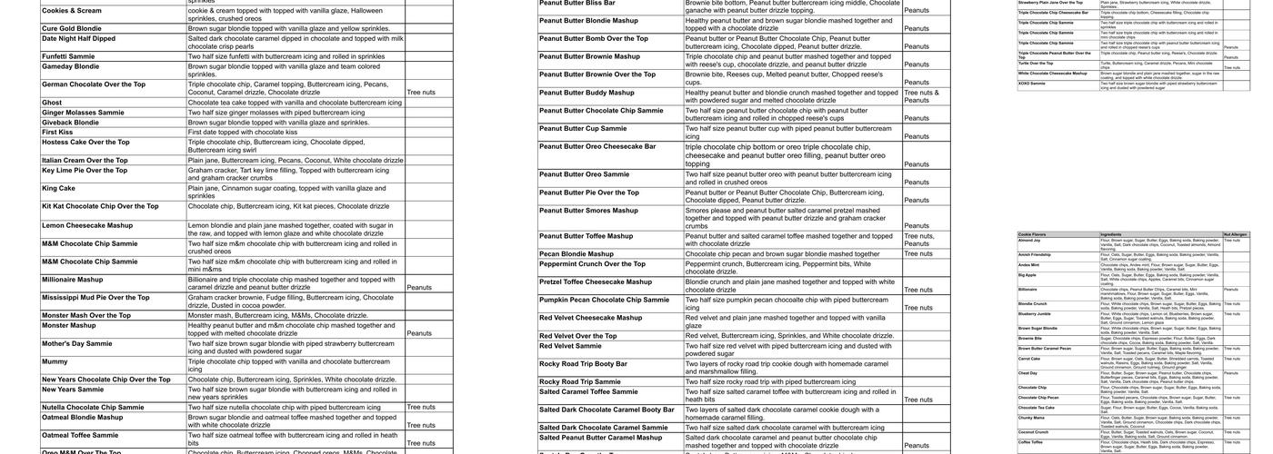Cookie Fix- Cahaba Heights Menu