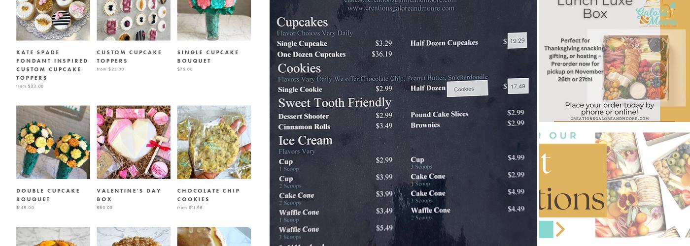 Creations Galore and Moore Menu