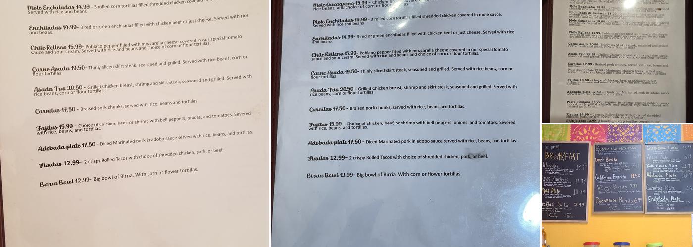 Gloria's Bakery Menu