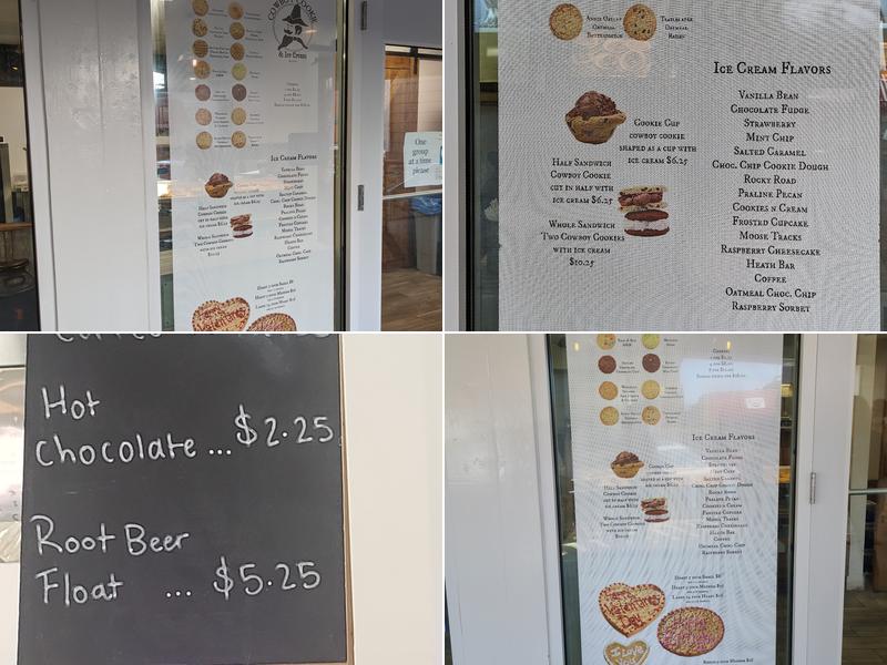 Cowboy Cookie & Ice Cream Menu