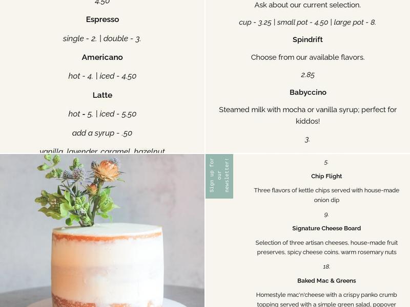 Cake Bloom Menu