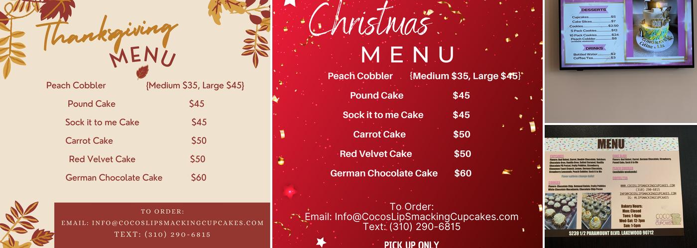 Coco's Lip Smacking Cupcakes Menu