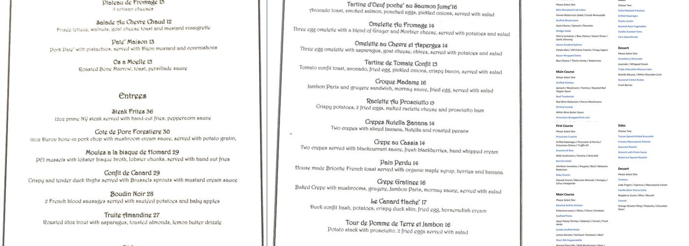 Your Table - Personal Chef Services Menu