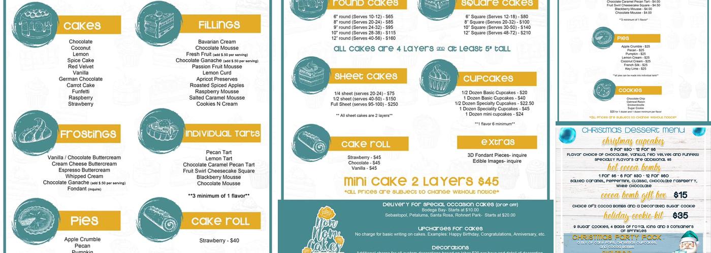 Nom Nom Cakes Menu
