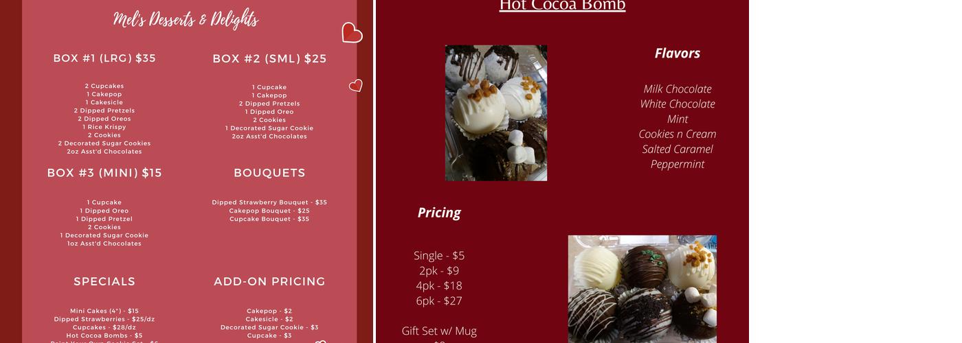 Mel's Desserts and Delights Menu