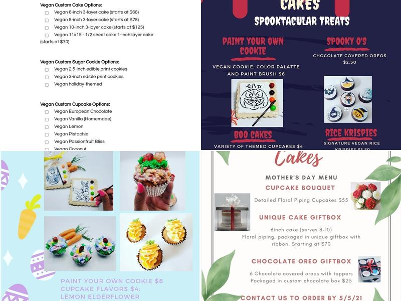 Pure Vegan Cakes Menu