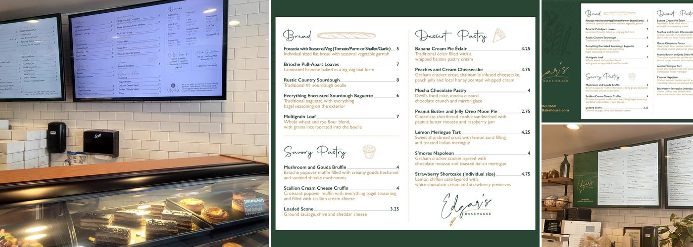 Edgar's Bakehouse Menu
