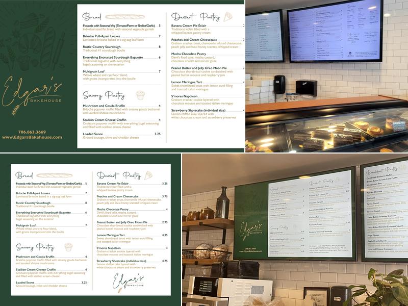 Edgar's Bakehouse Menu
