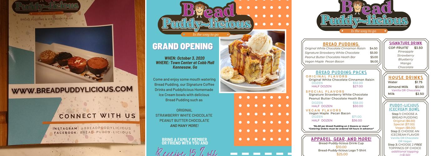 Bread-Puddy Licious Menu