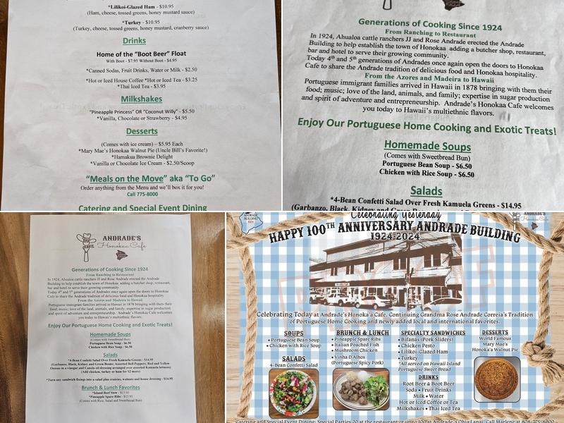 Andrade’s Honokaa Cafe Menu