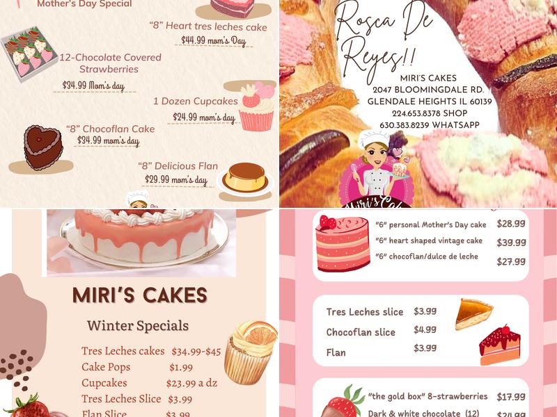 Miri’s Cakes Menu