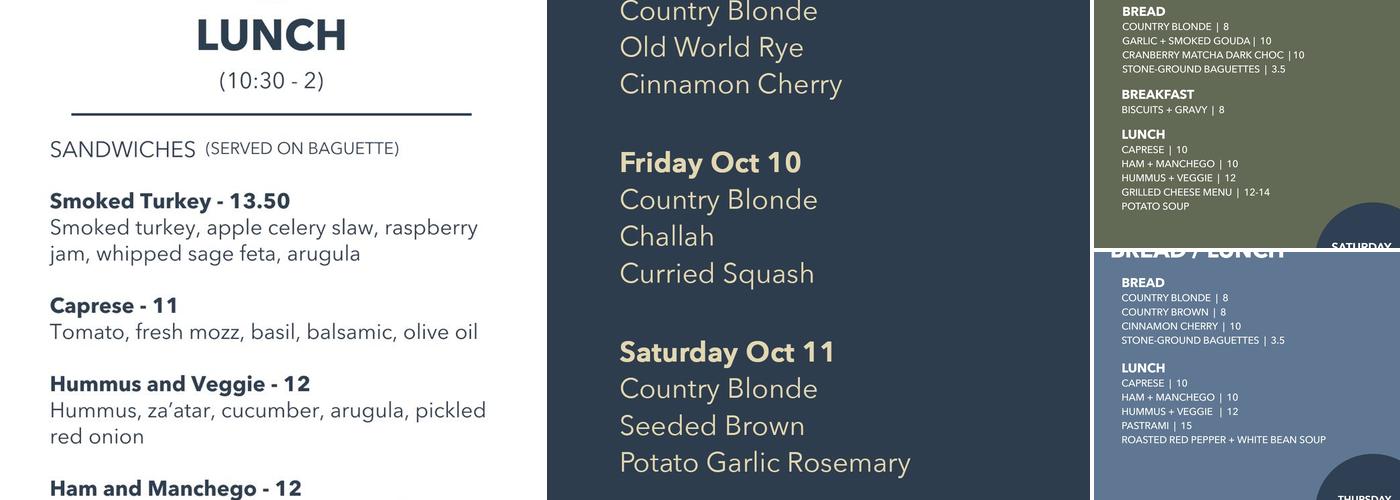 Blue Spruce General Store Menu