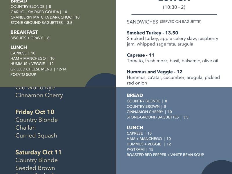 Blue Spruce General Store Menu