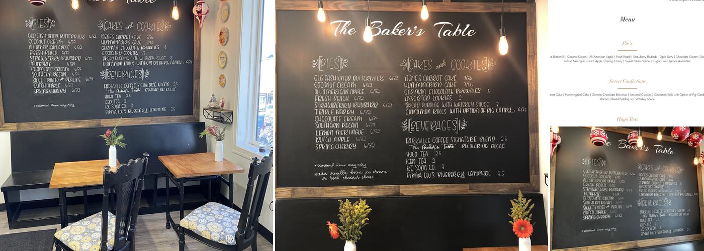 The Baker's Table Menu