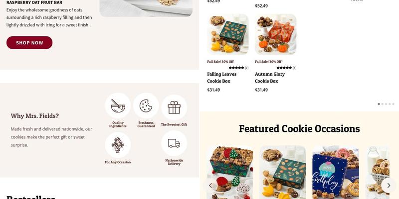 Mrs. Fields Menu