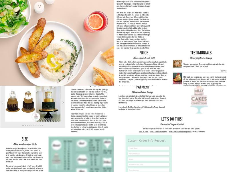 Milly Ramsey Cakes Menu