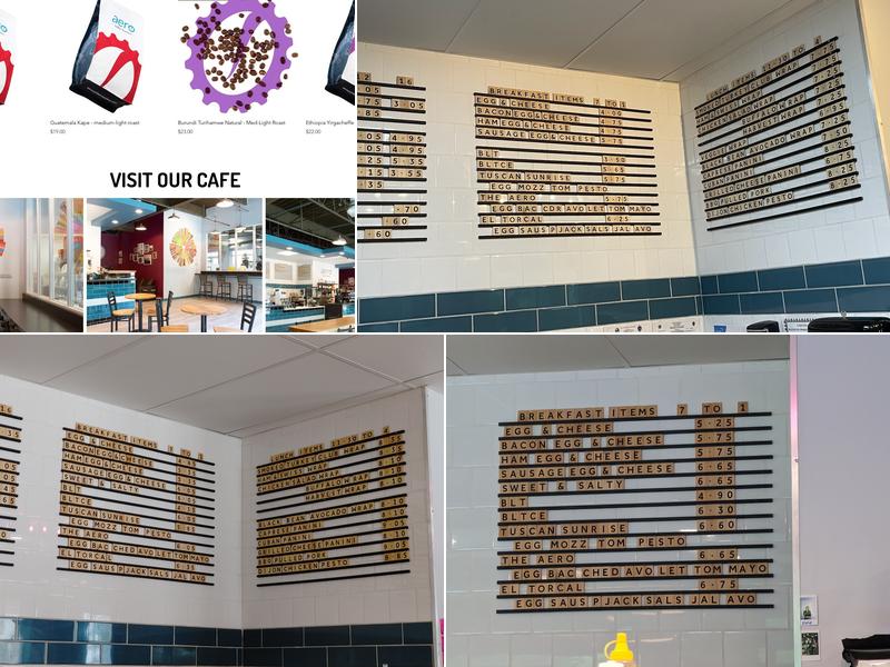 Aero Coffee Roasters Menu