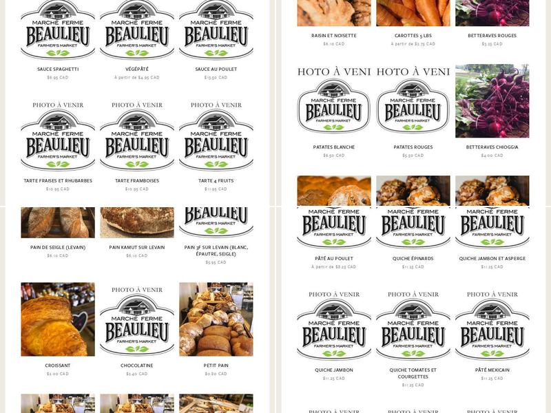 Marché Ferme Beaulieu Menu