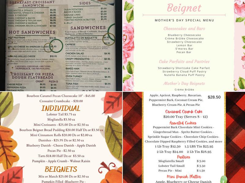Bourbon Street Beignet Menu