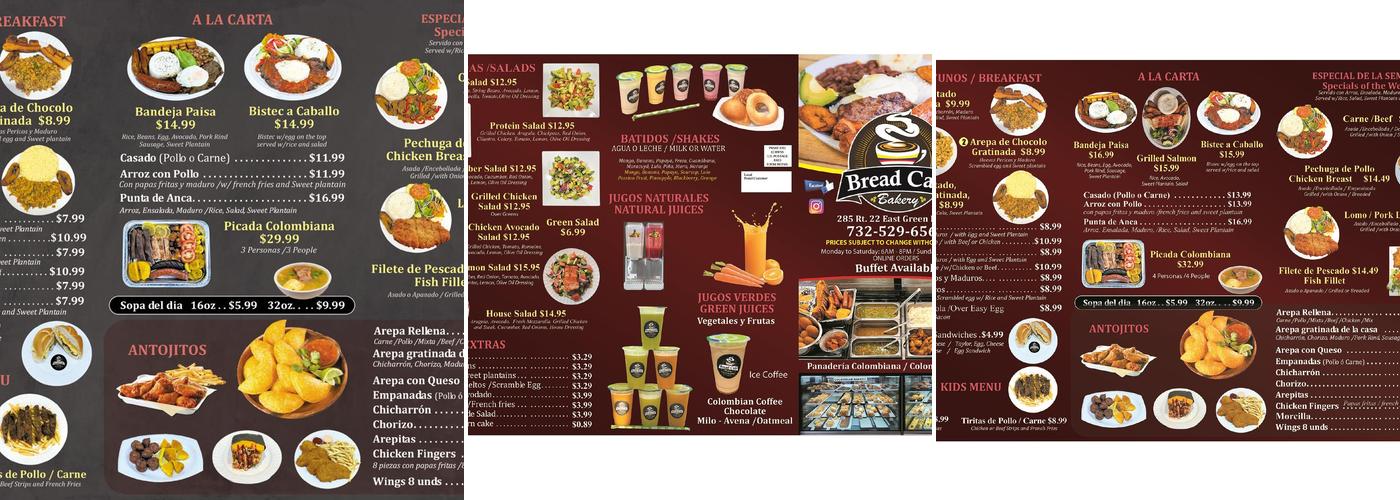 Bread Café Bakery Menu