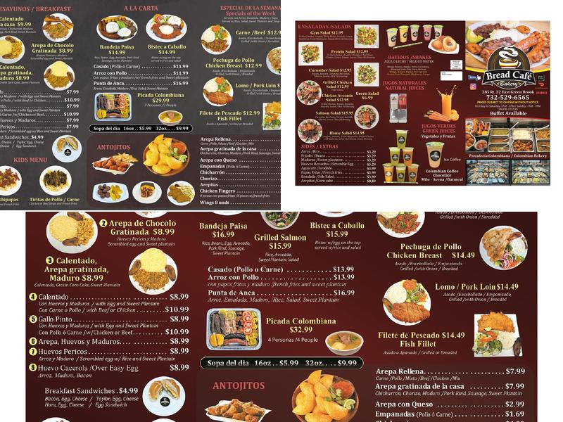 Bread Café Bakery Menu