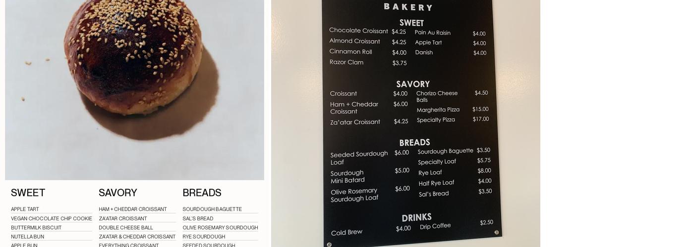 Nick + Sons Bakery Menu