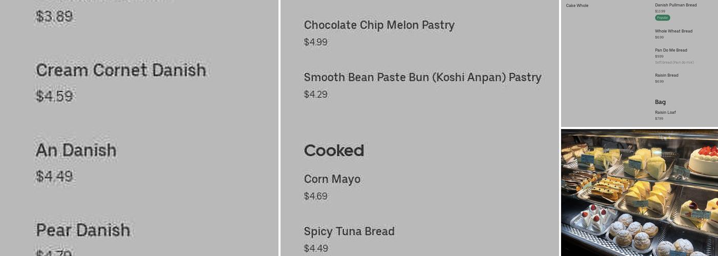 Pullman Bakery & Shige Pan Menu