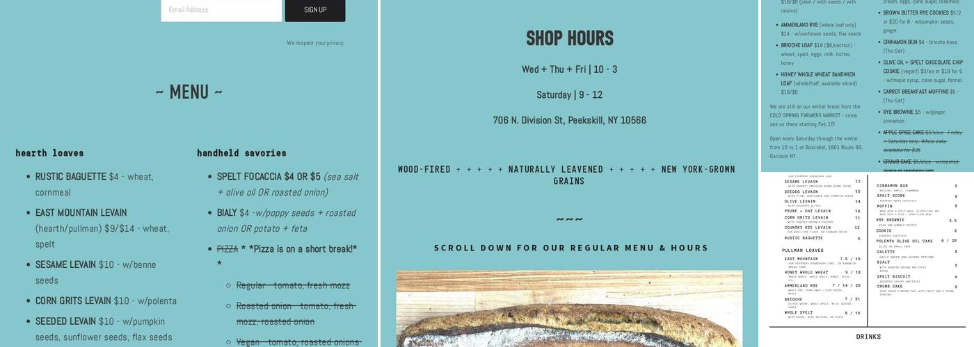 Signal Fire Bread Menu