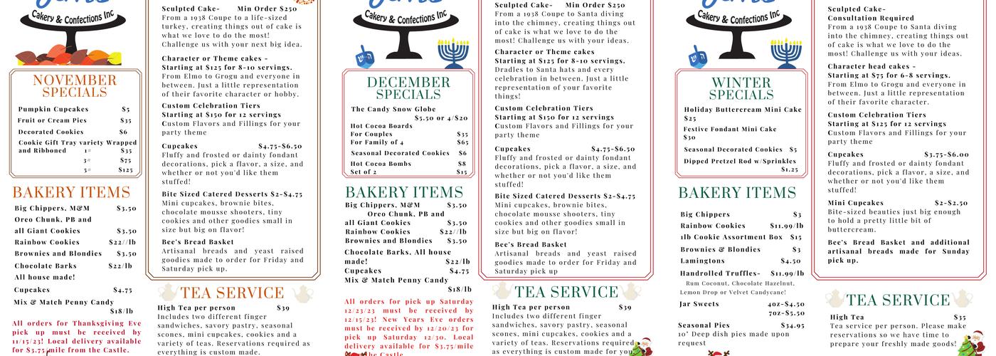 Jerri's Cakery & Confections Inc. Menu