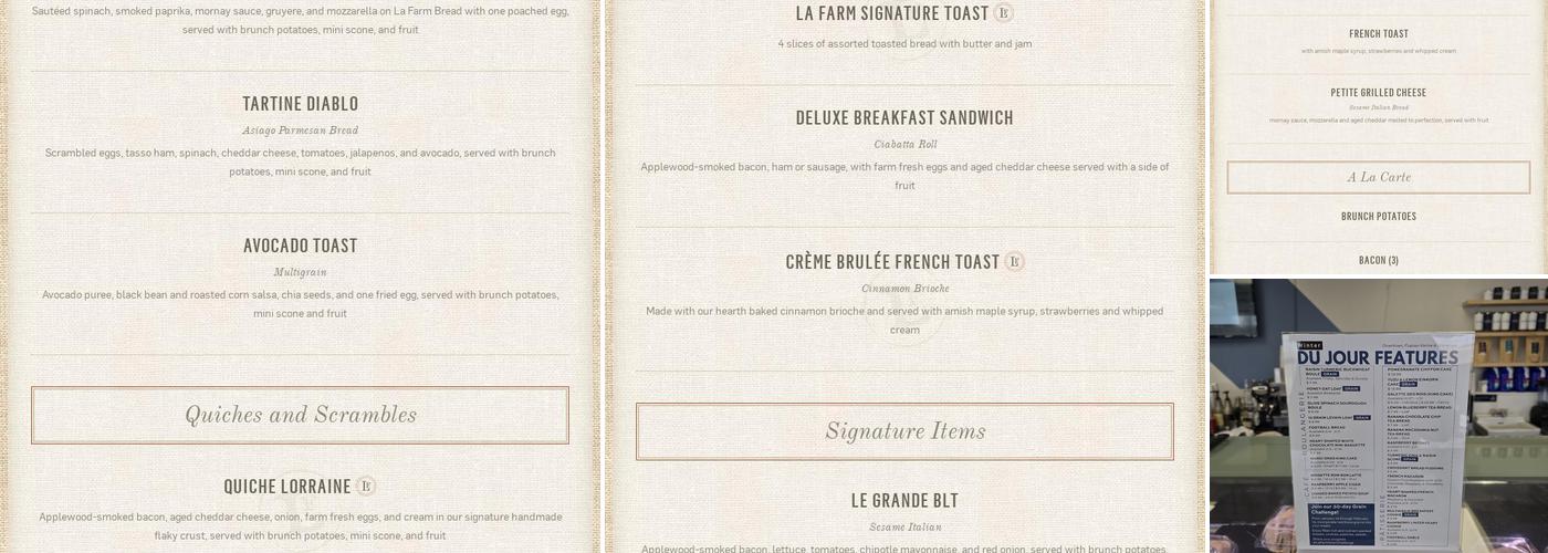 La Farm Bakery Menu