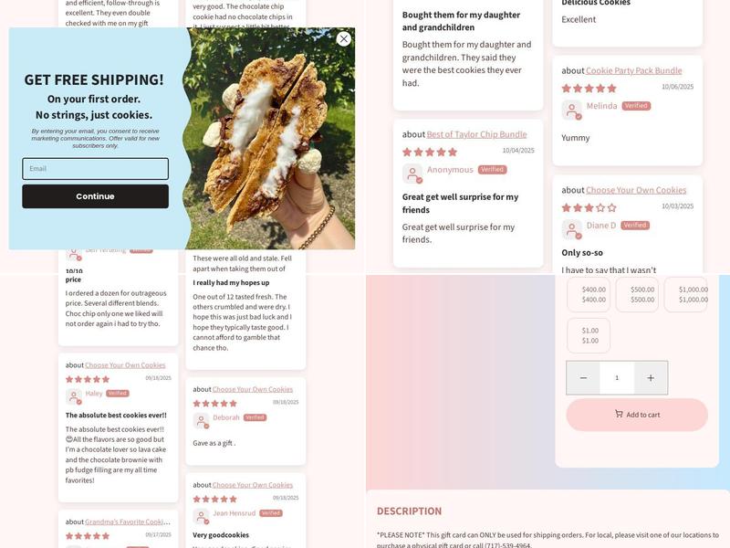 Taylor Chip Cookies Menu