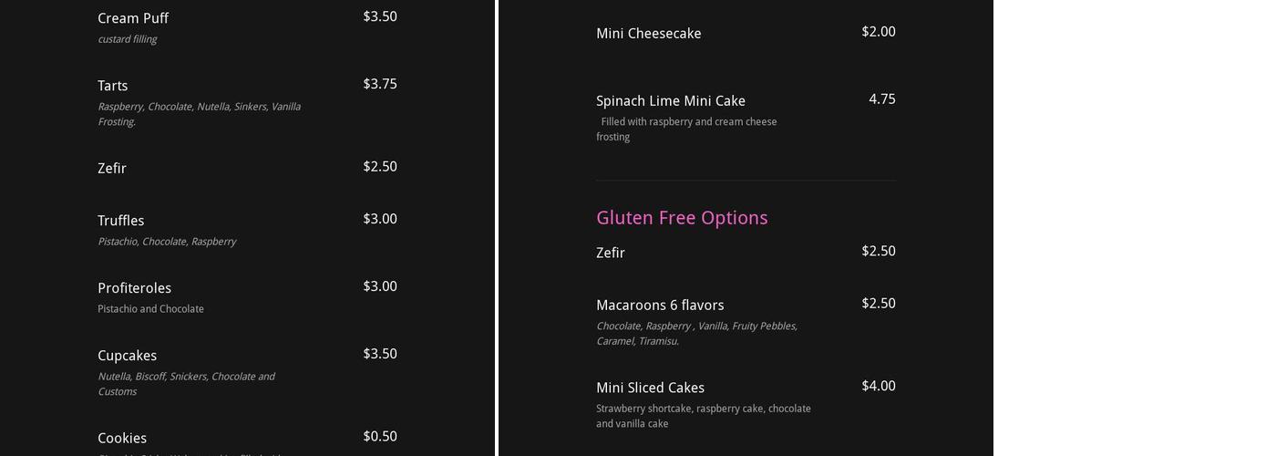 Sweet Rhythm Bakery Menu