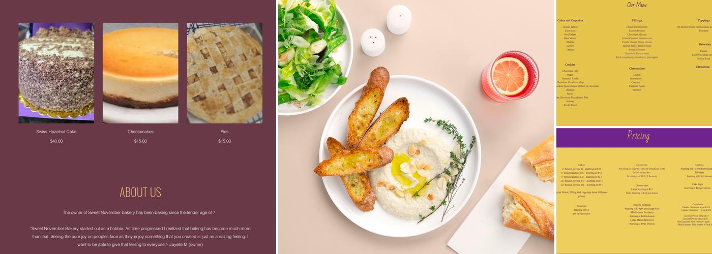 sweet november bakery Menu