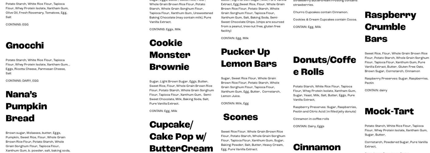 Three Wishes Bakery Menu