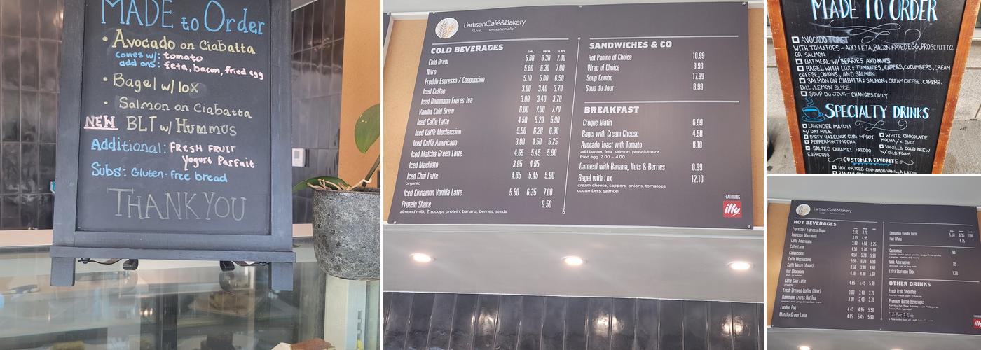 L'Artisan Cafe & Bakery Menu