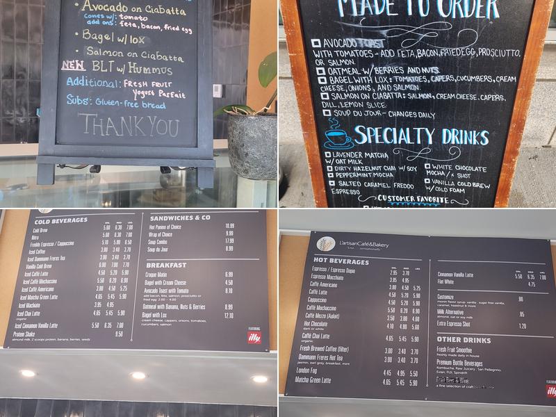 L'Artisan Cafe & Bakery Menu