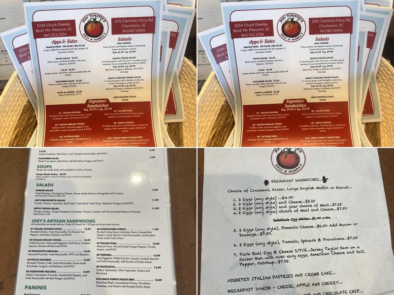 Joey Tomatoes Deli & Market Menu