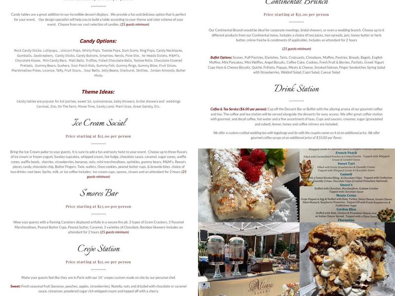 Allure Bakery Menu