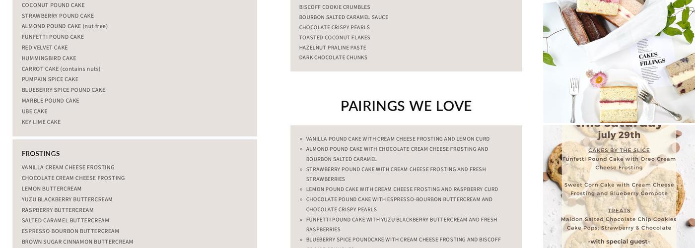 Liberty Baking Co. Menu