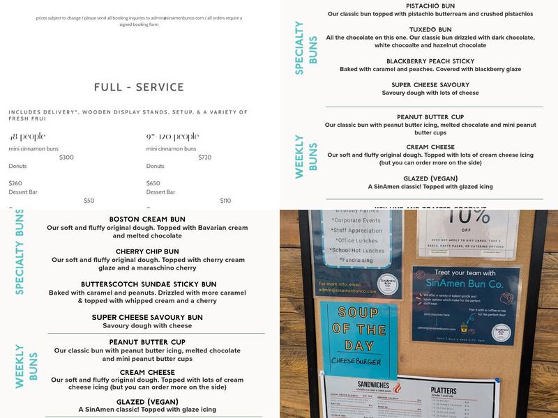 SinAmen Bun Co. Menu