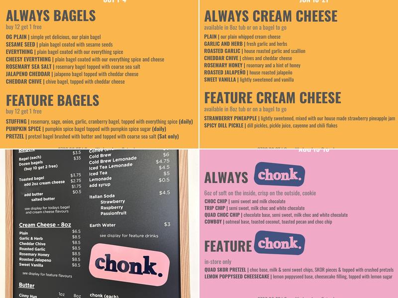 Bagel Bar Menu