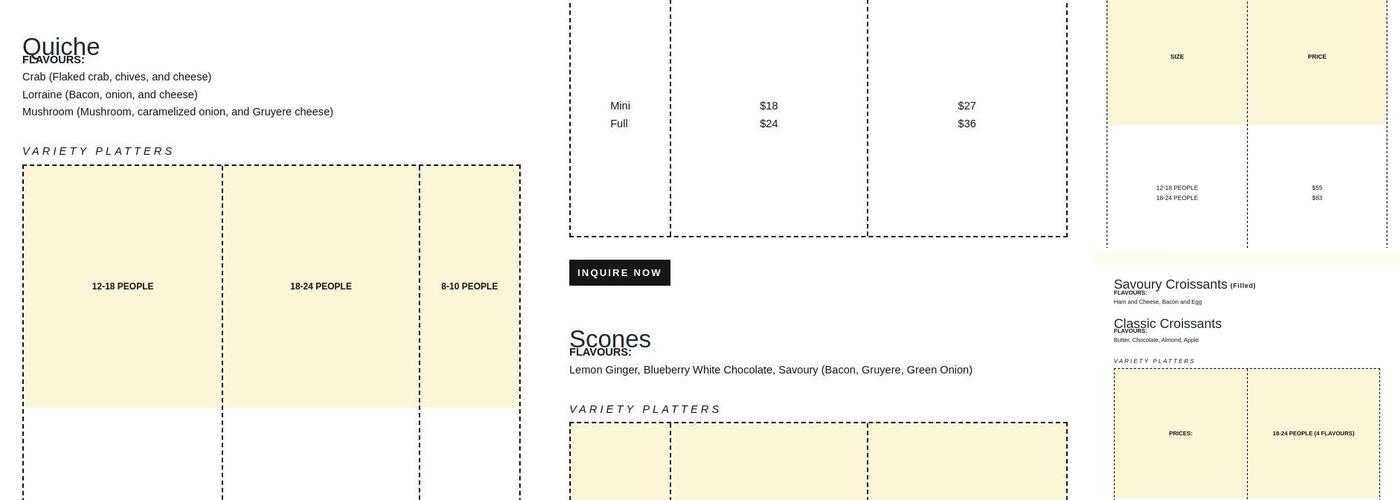Yum Bakery Menu