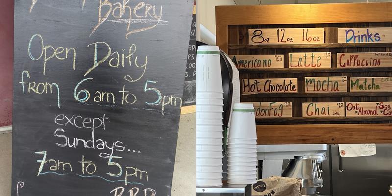 Blackbird Bakery Menu