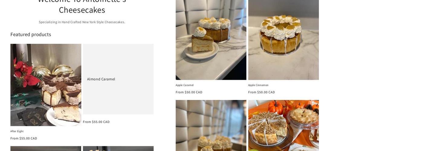 Antoinette's Cheesecakes Dartmouth Menu