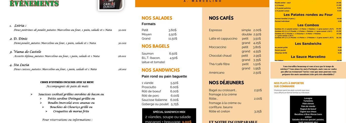 Boulangerie A. Marcelino Inc. Menu