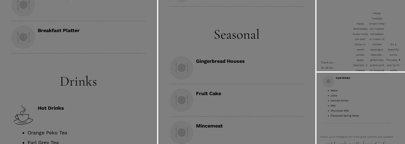 Heather's Bakery Cafe Menu
